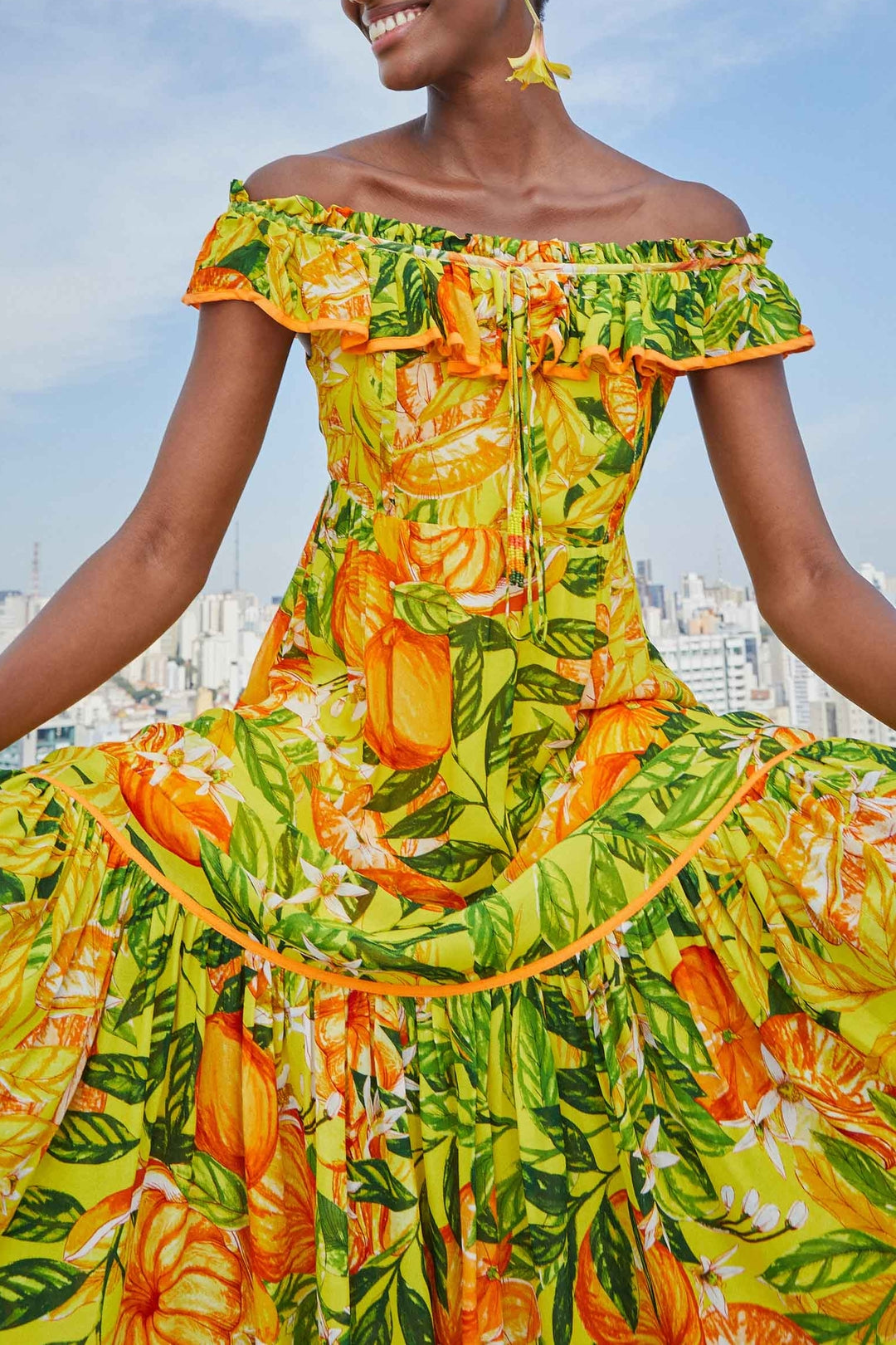 Robe midi Mandarines - Jaune