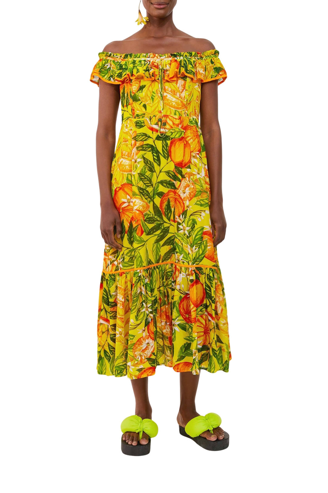 Robe midi Mandarines - Jaune