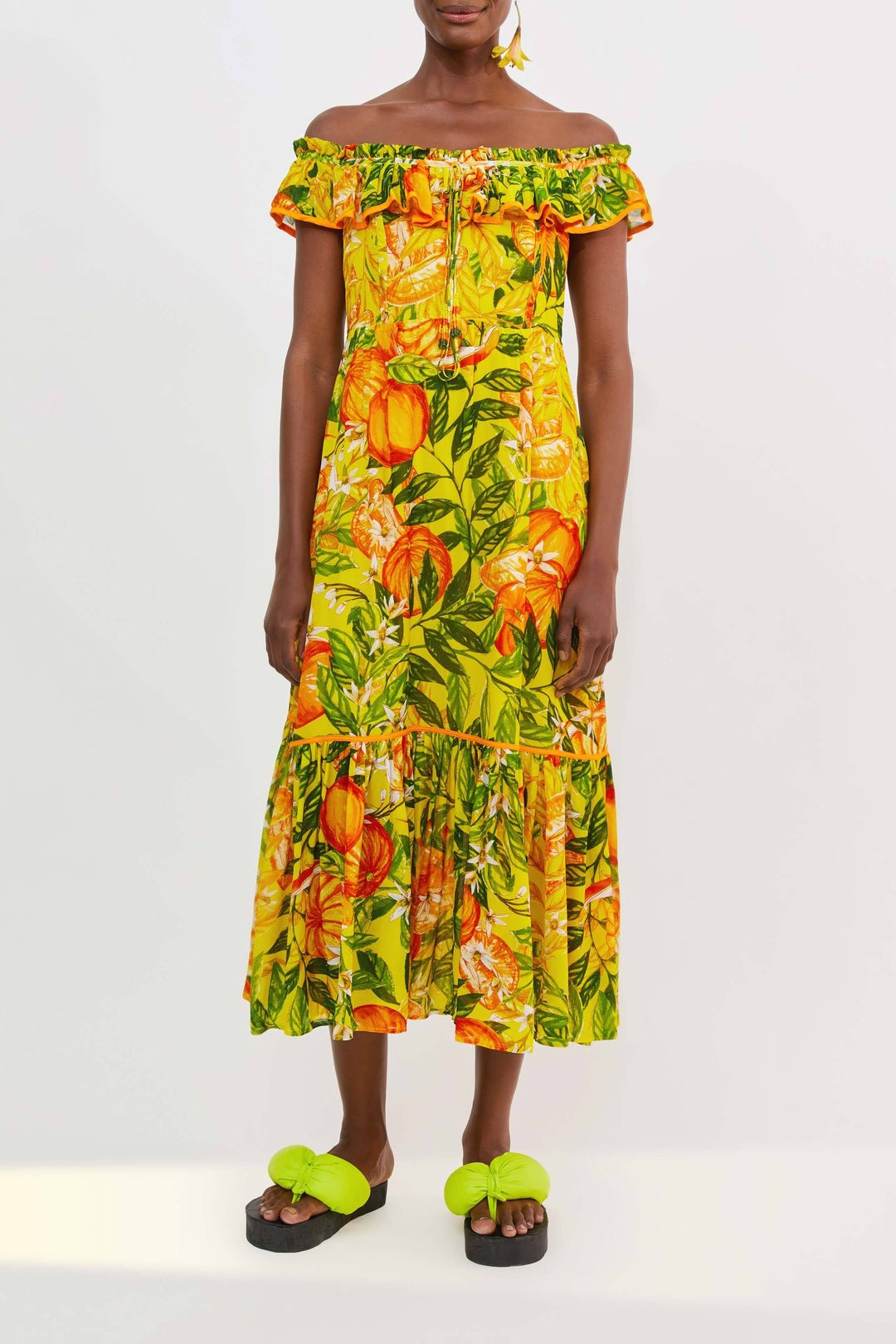 Robe midi Mandarines - Jaune