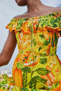 Robe midi Mandarines - Jaune