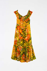 Robe midi Mandarines - Jaune