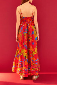 Robe longue Magic Forest en coton - Rouge