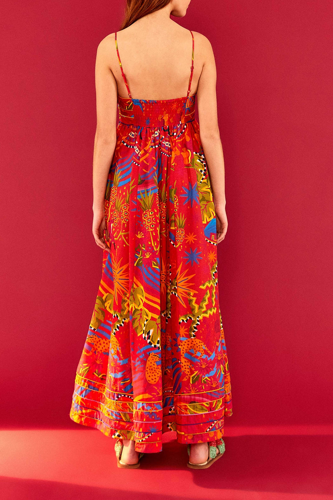 Robe longue Magic Forest en coton - Rouge