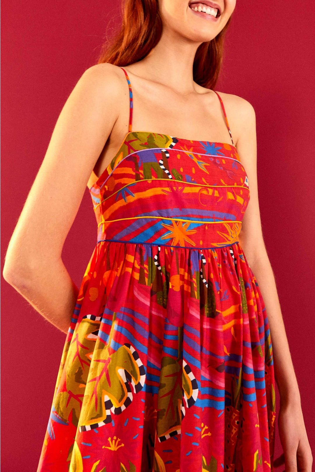 Robe longue Magic Forest en coton - Rouge