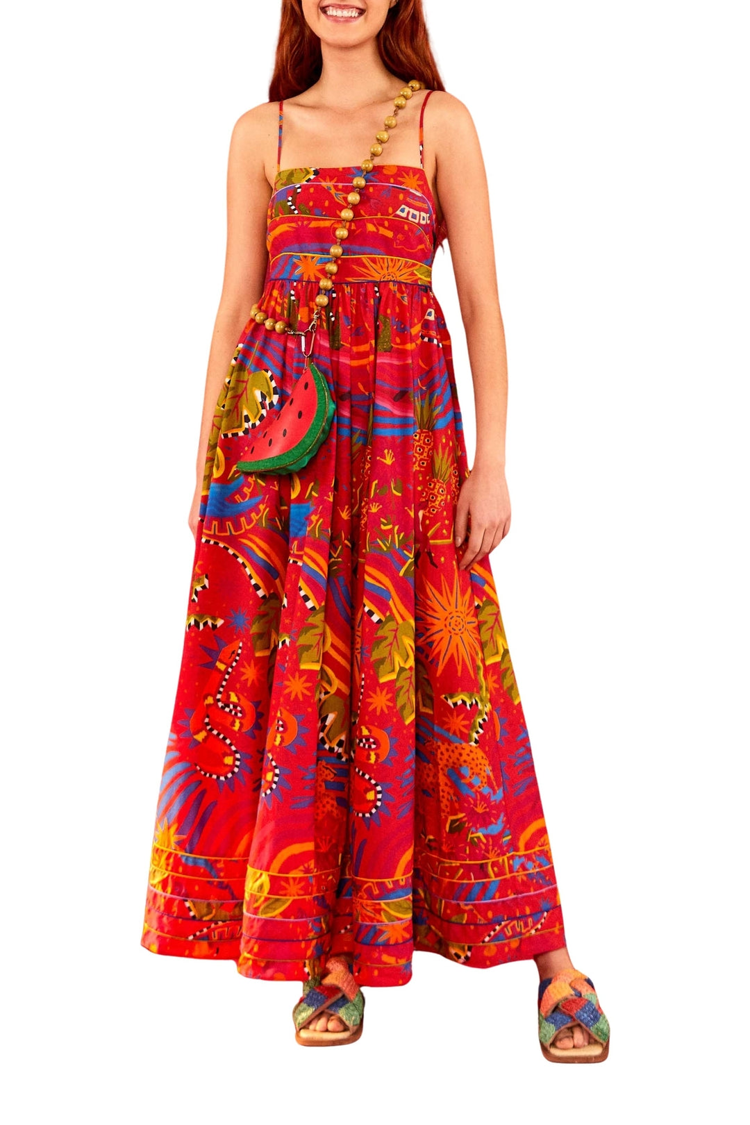 Robe longue Magic Forest en coton - Rouge