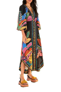Robe longue Léopards cool en lin - Multicolore