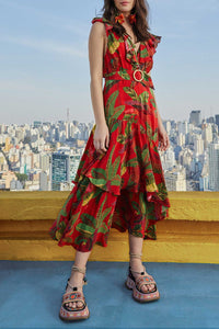 Robe longue Forest Birds - Rouge