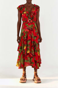 Robe longue Forest Birds - Rouge