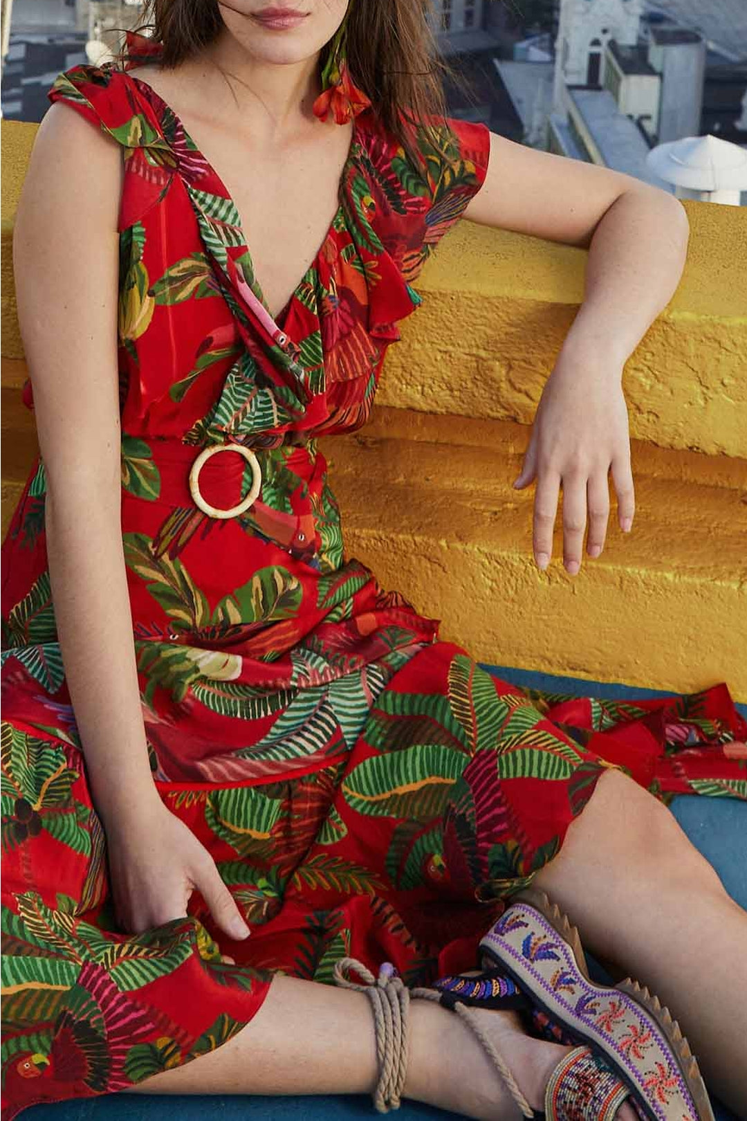 Robe longue Forest Birds - Rouge