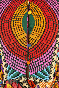 Robe midi Dotted Patch Scarf en lin - Multicolore