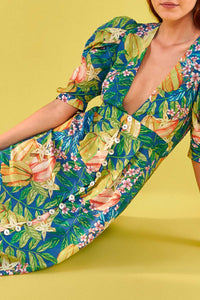 Robe midi Star Fruits en coton - Vert
