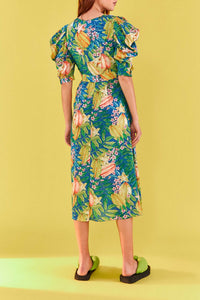 Robe midi Star Fruits en coton - Vert