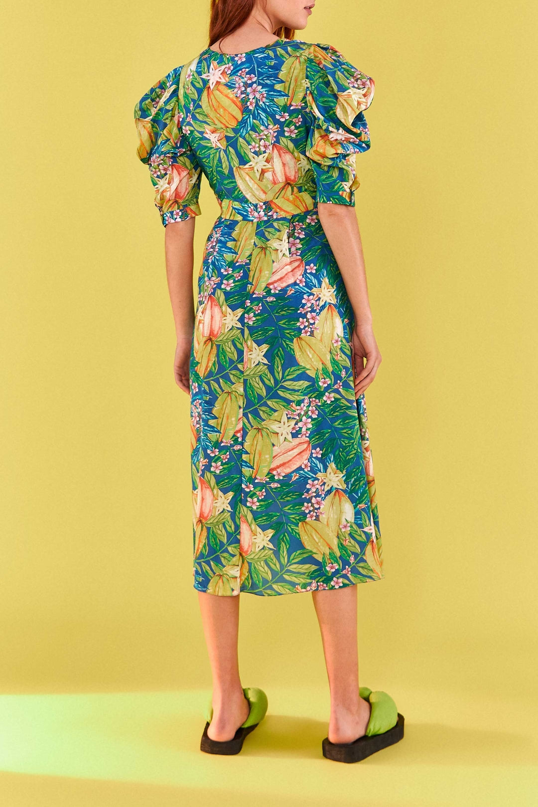 Robe midi Star Fruits en coton - Vert