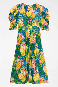 Robe midi Star Fruits en coton - Vert