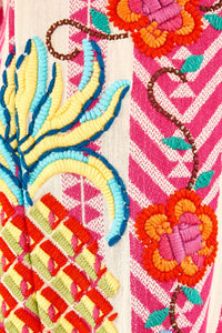 Pantalon brodé en jacquard en coton - Rose