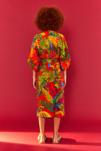 Jupe midi Urban Jungle en lin - Multicolore