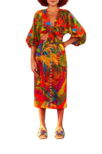 Jupe midi Urban Jungle en lin - Multicolore