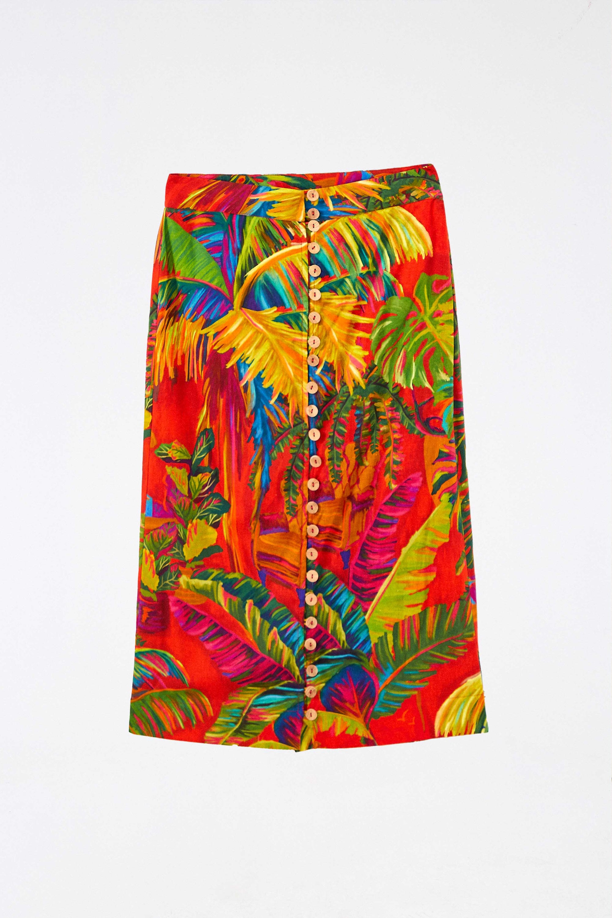 Jupe midi Urban Jungle en lin - Multicolore