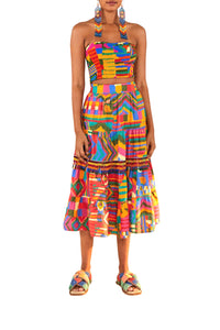 Jupe midi Summer Patche en lin - Multicolore