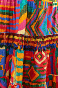 Jupe midi Summer Patche en lin - Multicolore