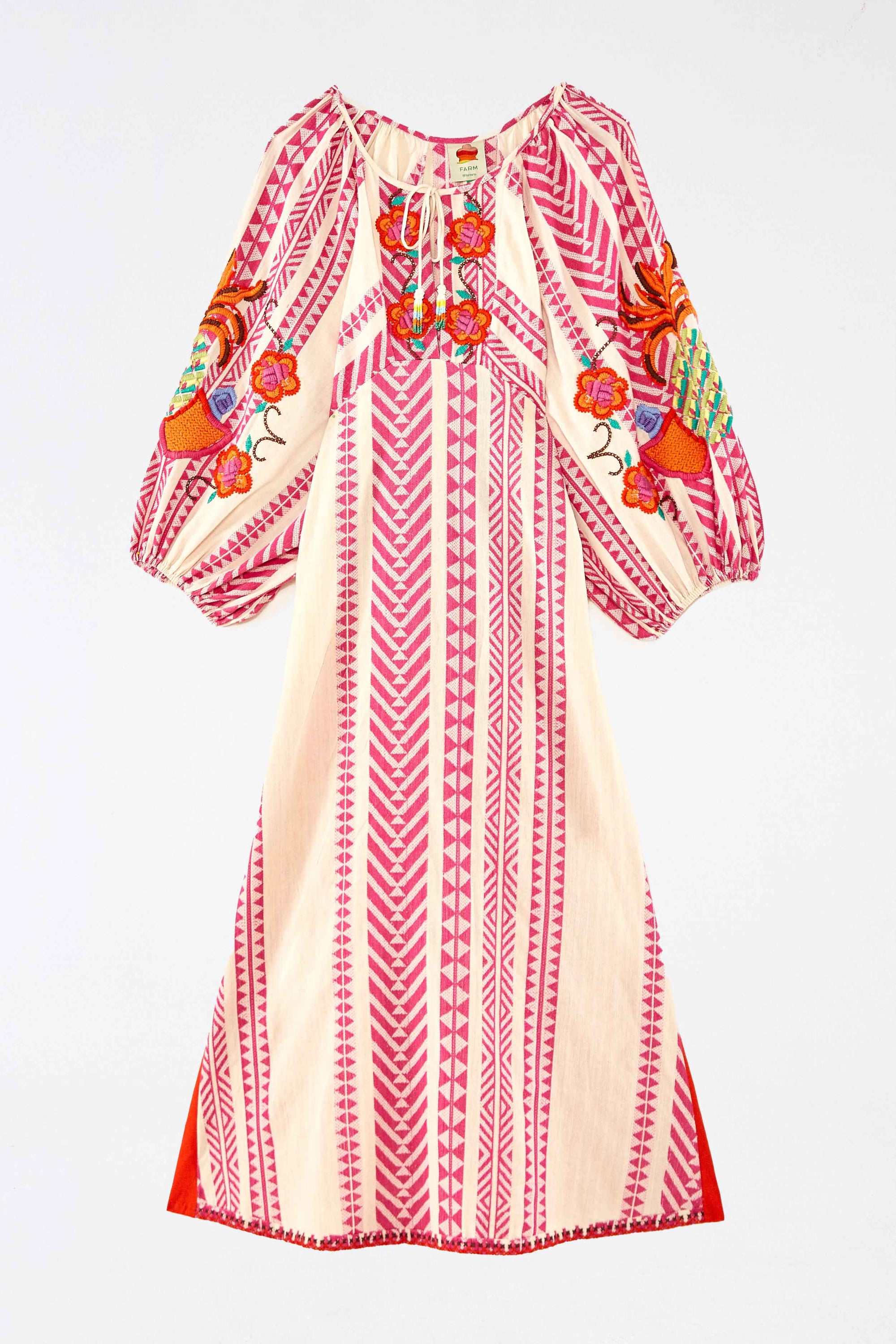 Robe longue brodée en jacquard en coton - Rose
