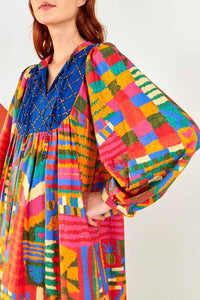 Robe midi Summer Patches façon t-shirt en lin - Multicolore