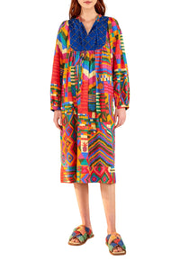 Robe midi Summer Patches façon t-shirt en lin - Multicolore