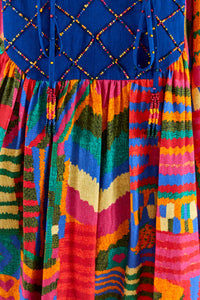 Robe midi Summer Patches façon t-shirt en lin - Multicolore