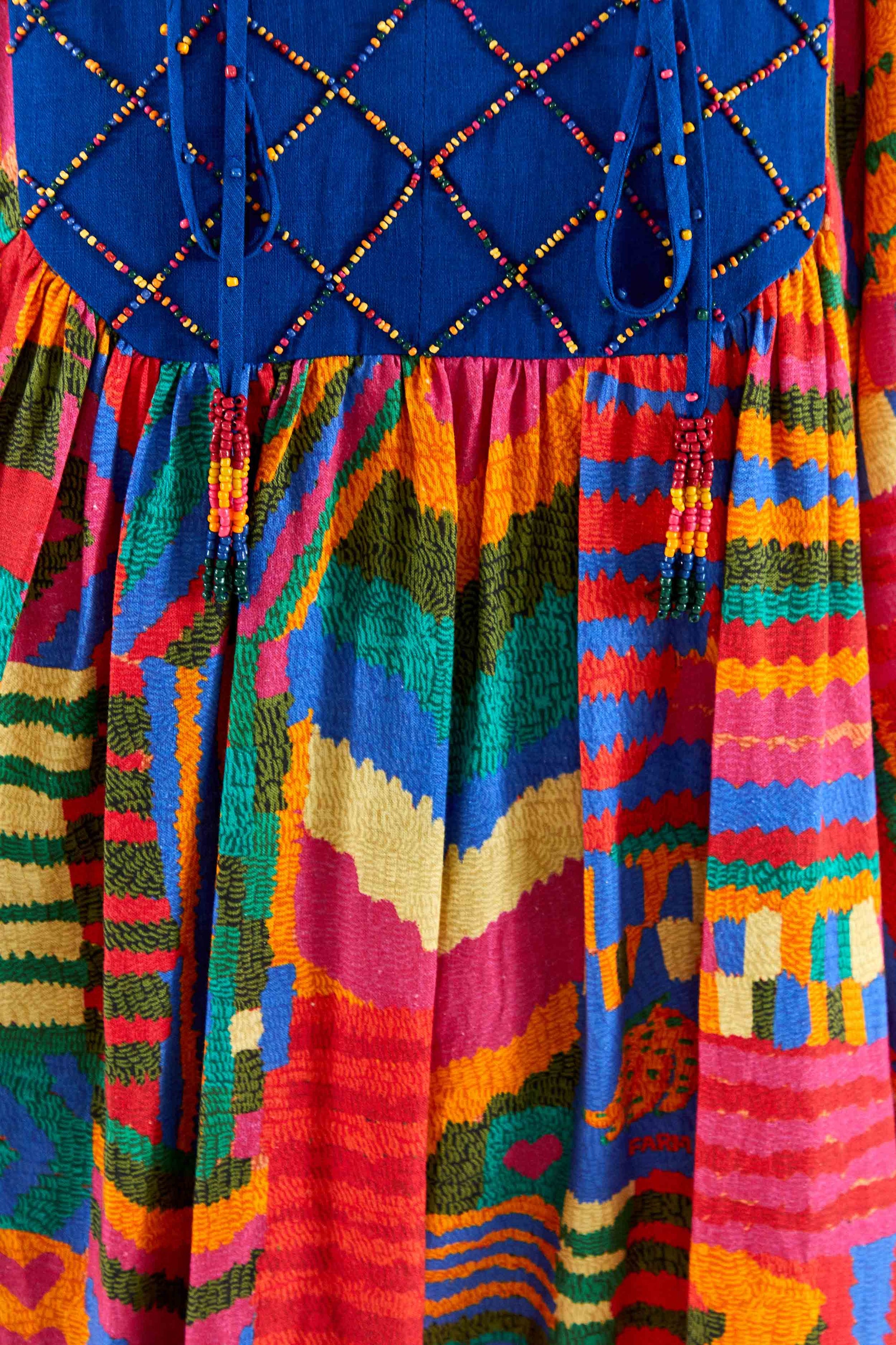 Robe midi Summer Patches façon t-shirt en lin - Multicolore