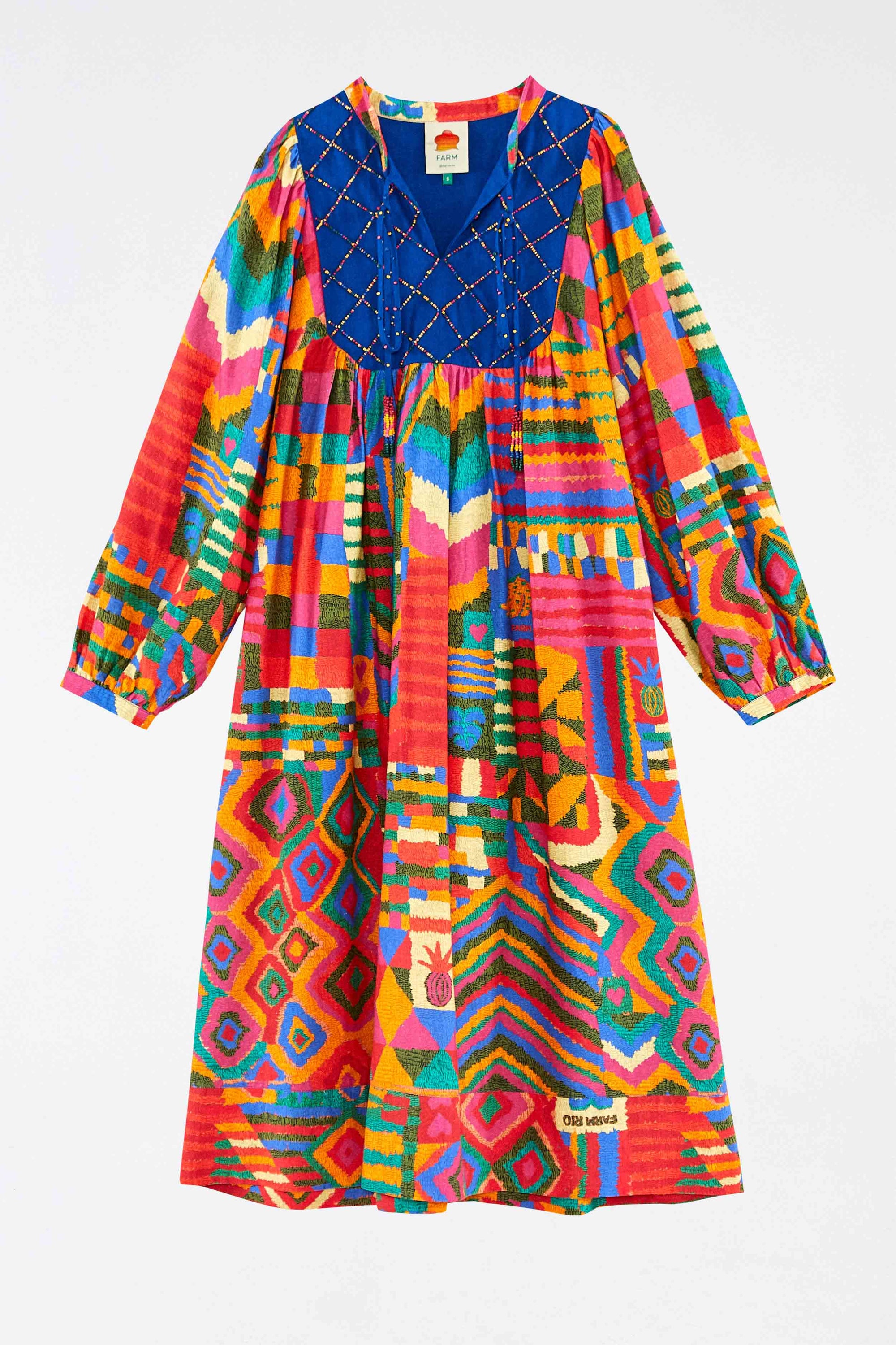 Robe midi Summer Patches façon t-shirt en lin - Multicolore