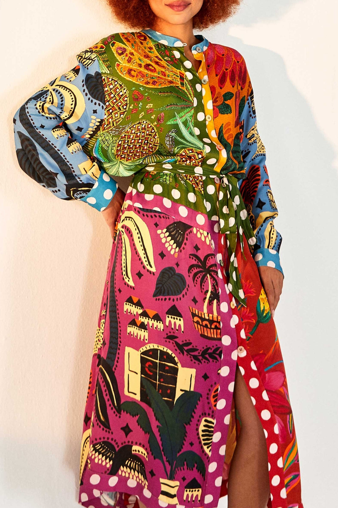 Robe midi chemise Arc-en-ciel Terre - Multicolore