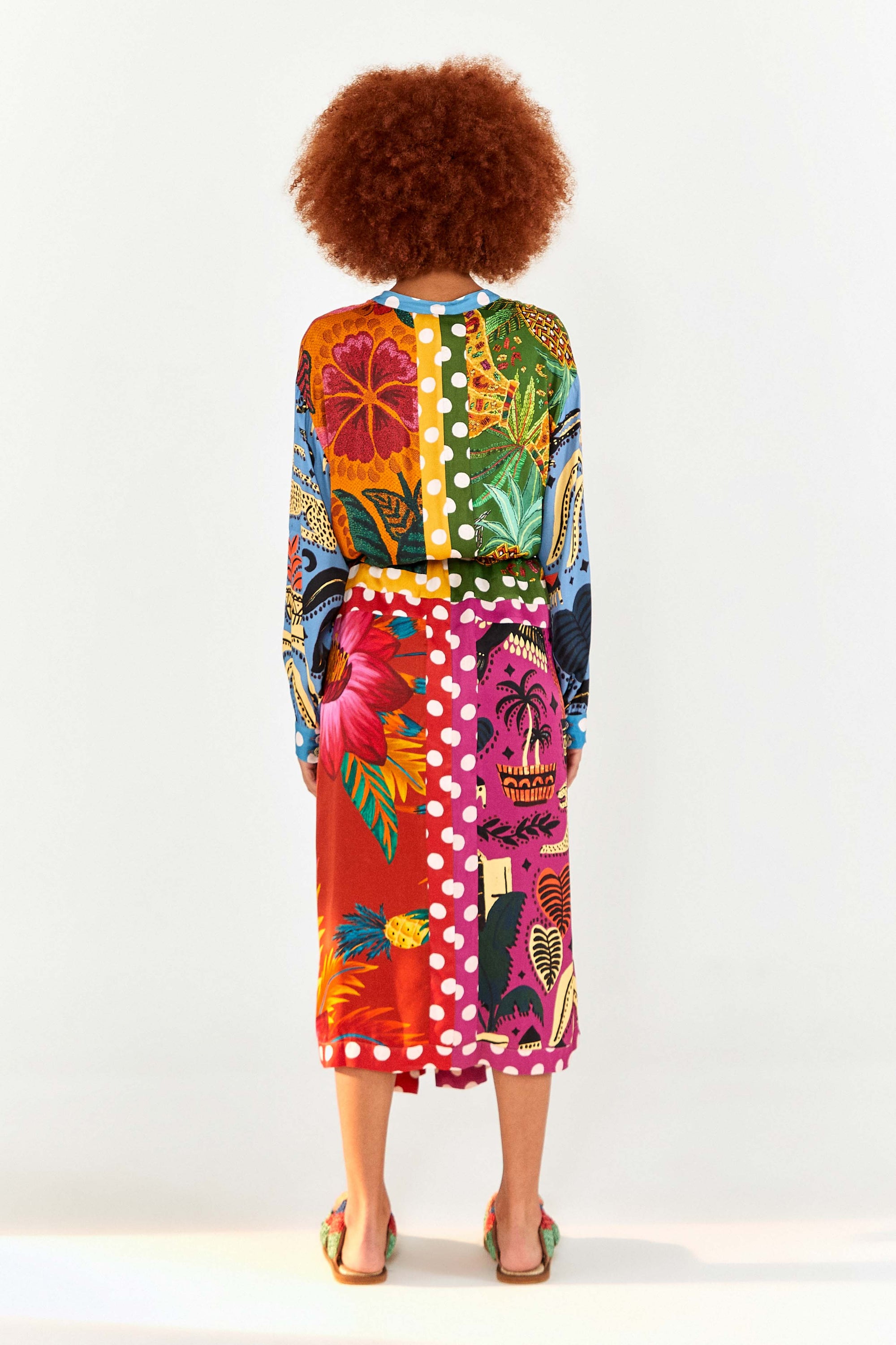 Robe midi chemise Arc-en-ciel Terre - Multicolore