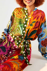 Robe midi chemise Arc-en-ciel Terre - Multicolore
