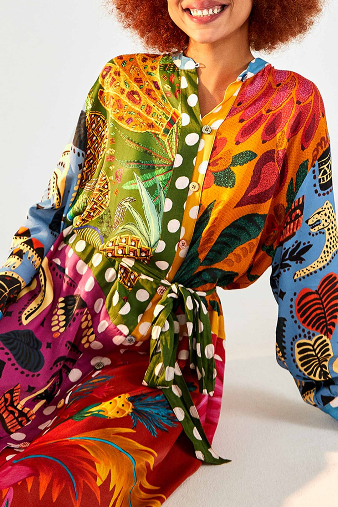 Robe midi chemise Arc-en-ciel Terre - Multicolore
