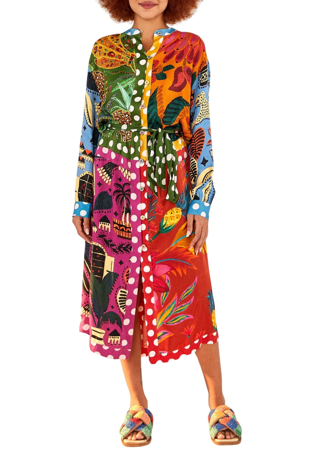 Robe midi chemise Arc-en-ciel Terre - Multicolore