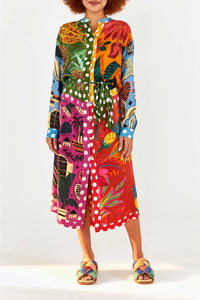 Robe midi chemise Arc-en-ciel Terre - Multicolore