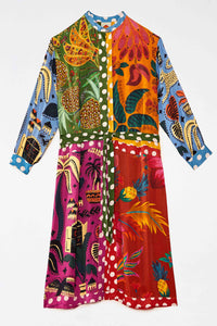 Robe midi chemise Arc-en-ciel Terre - Multicolore