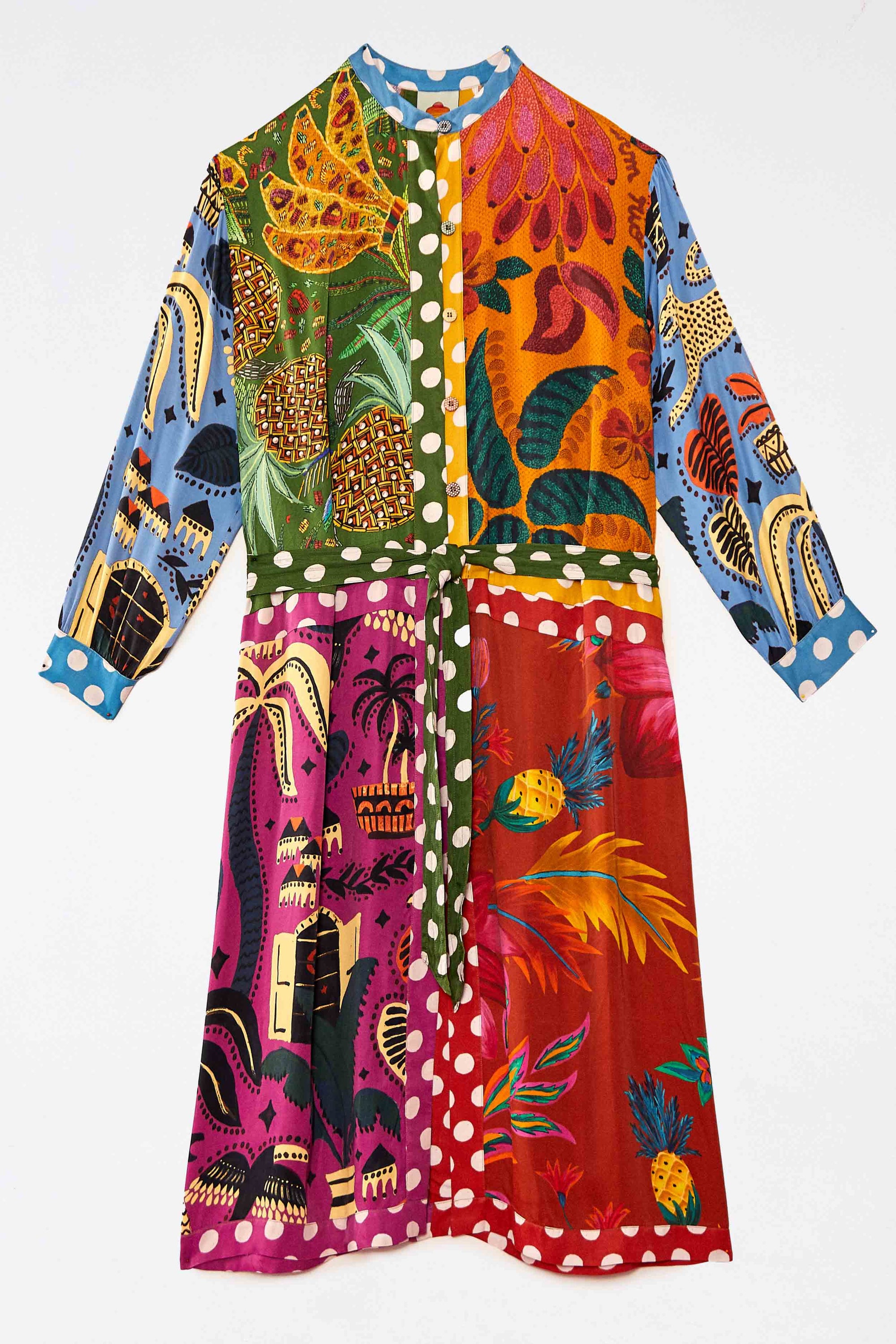 Robe midi chemise Arc-en-ciel Terre - Multicolore