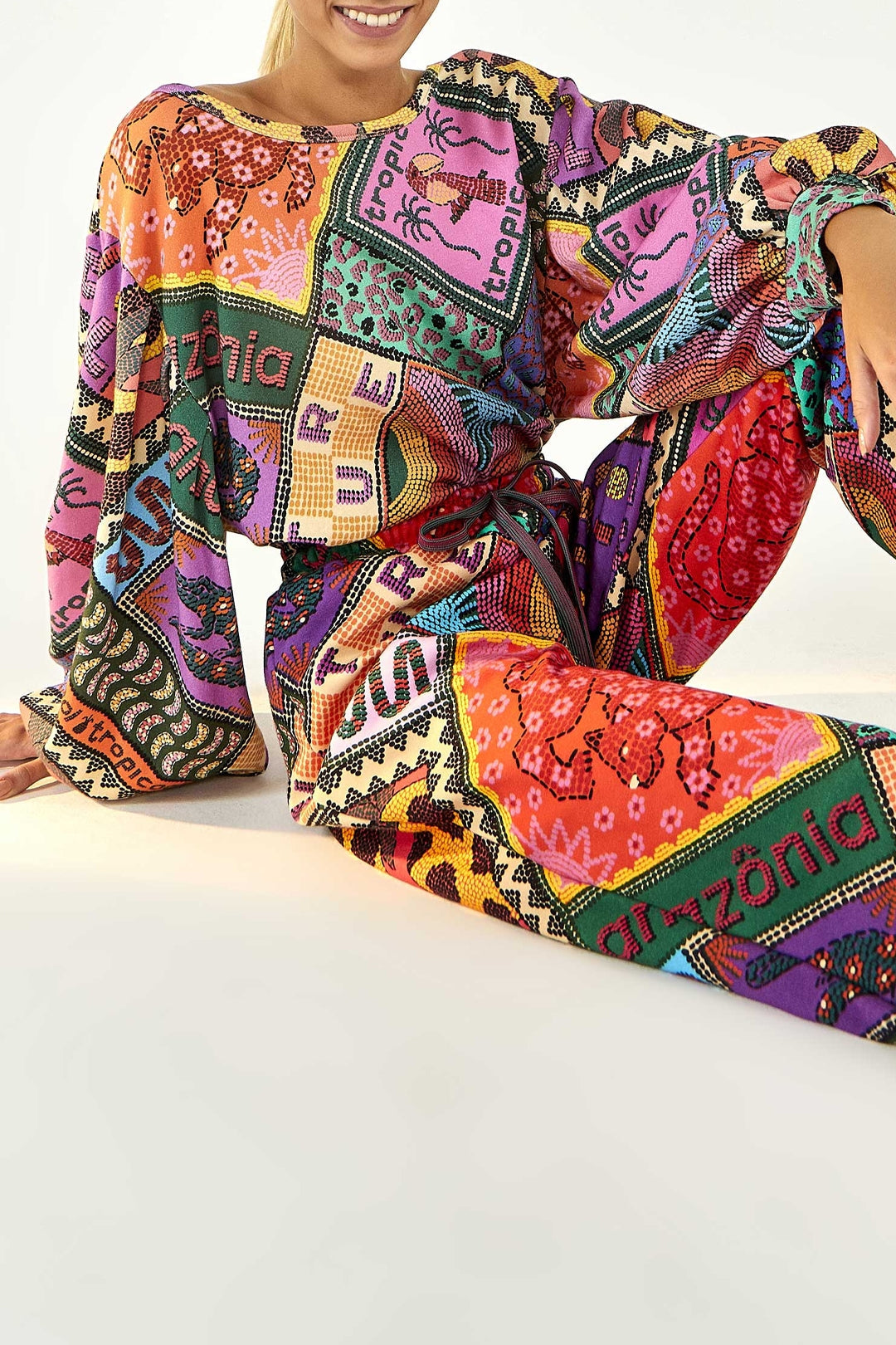 Pantalon de survêtement Dotted Patch en coton mélangé - Multicolore