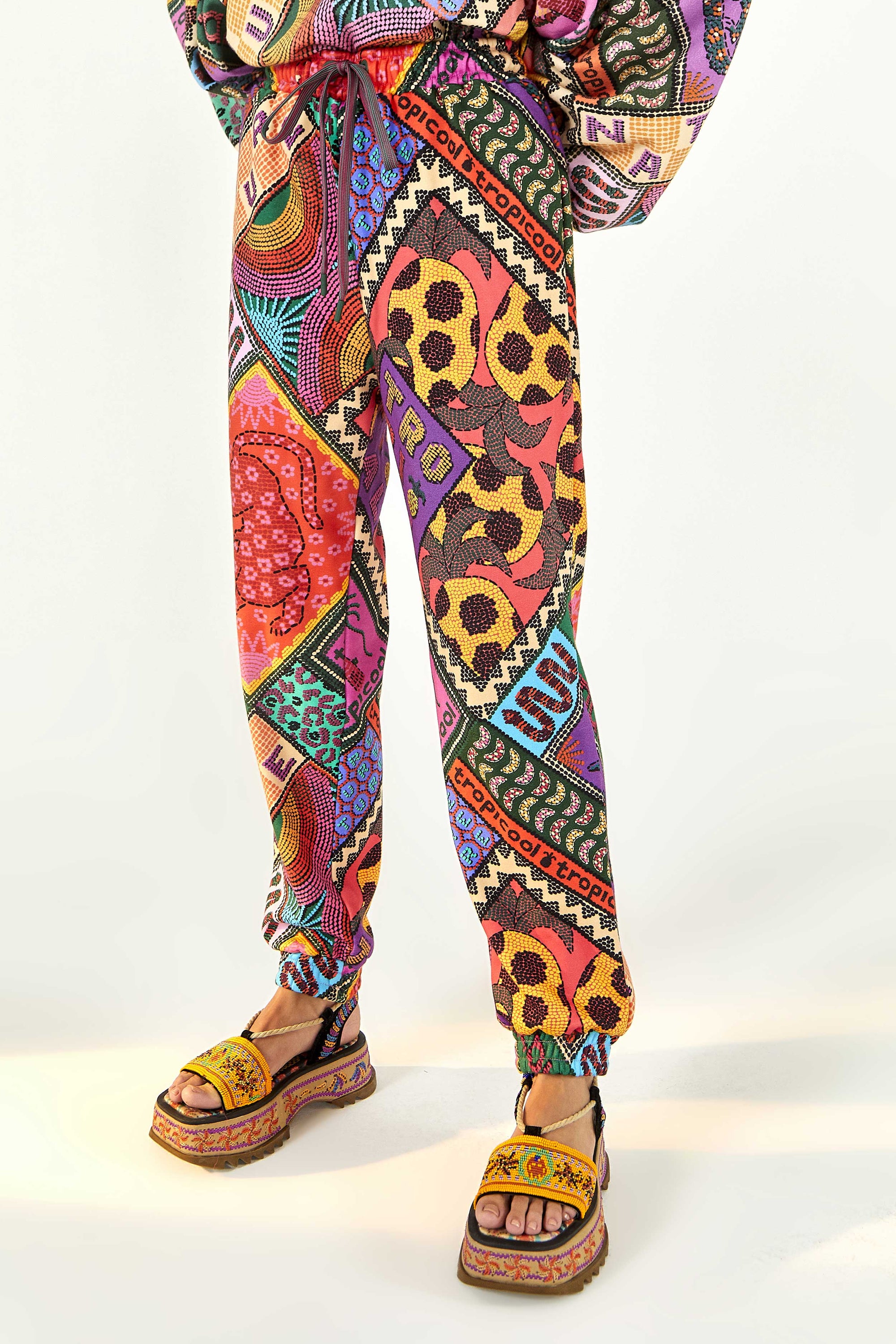 Pantalon de survêtement Dotted Patch en coton mélangé - Multicolore