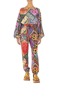 Pantalon de survêtement Dotted Patch en coton mélangé - Multicolore