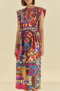 Robe midi Summer Patches façon t-shirt en coton - Multicolore