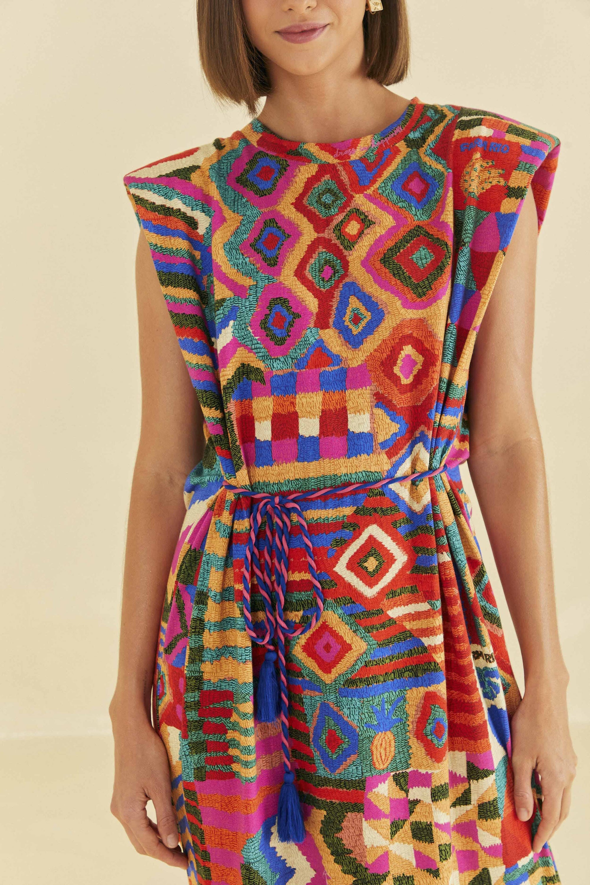 Robe midi Summer Patches façon t-shirt en coton - Multicolore