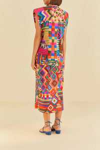 Robe midi Summer Patches façon t-shirt en coton - Multicolore
