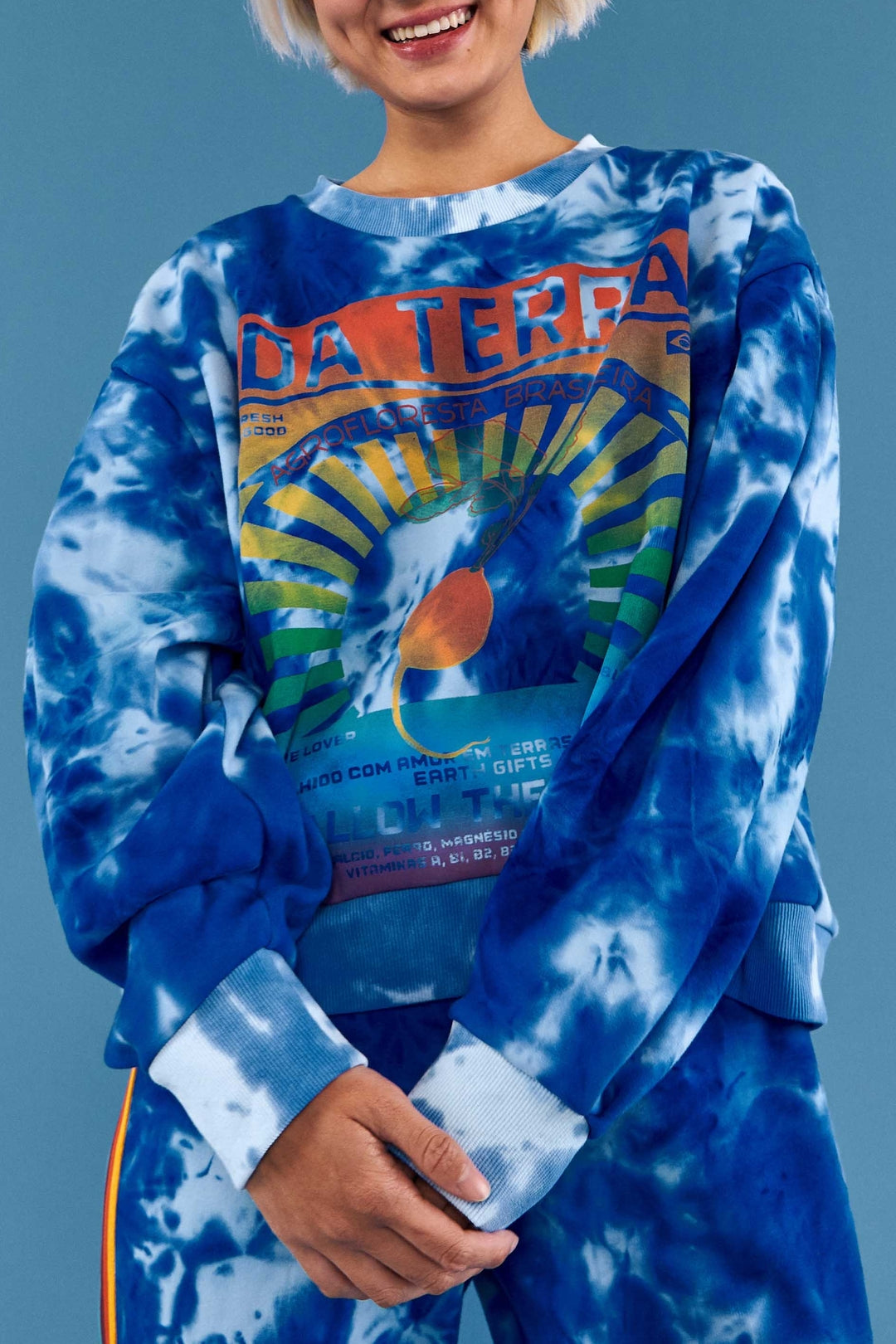 Sweat Radis en coton mélangé - Bleu