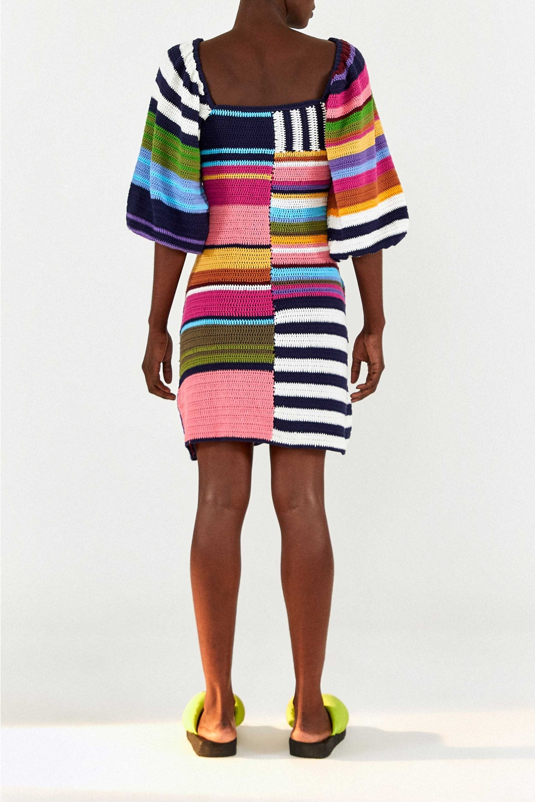 Robe courte à rayures en coton - Multicolore