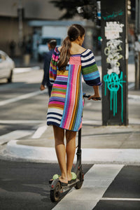 Robe courte à rayures en coton - Multicolore