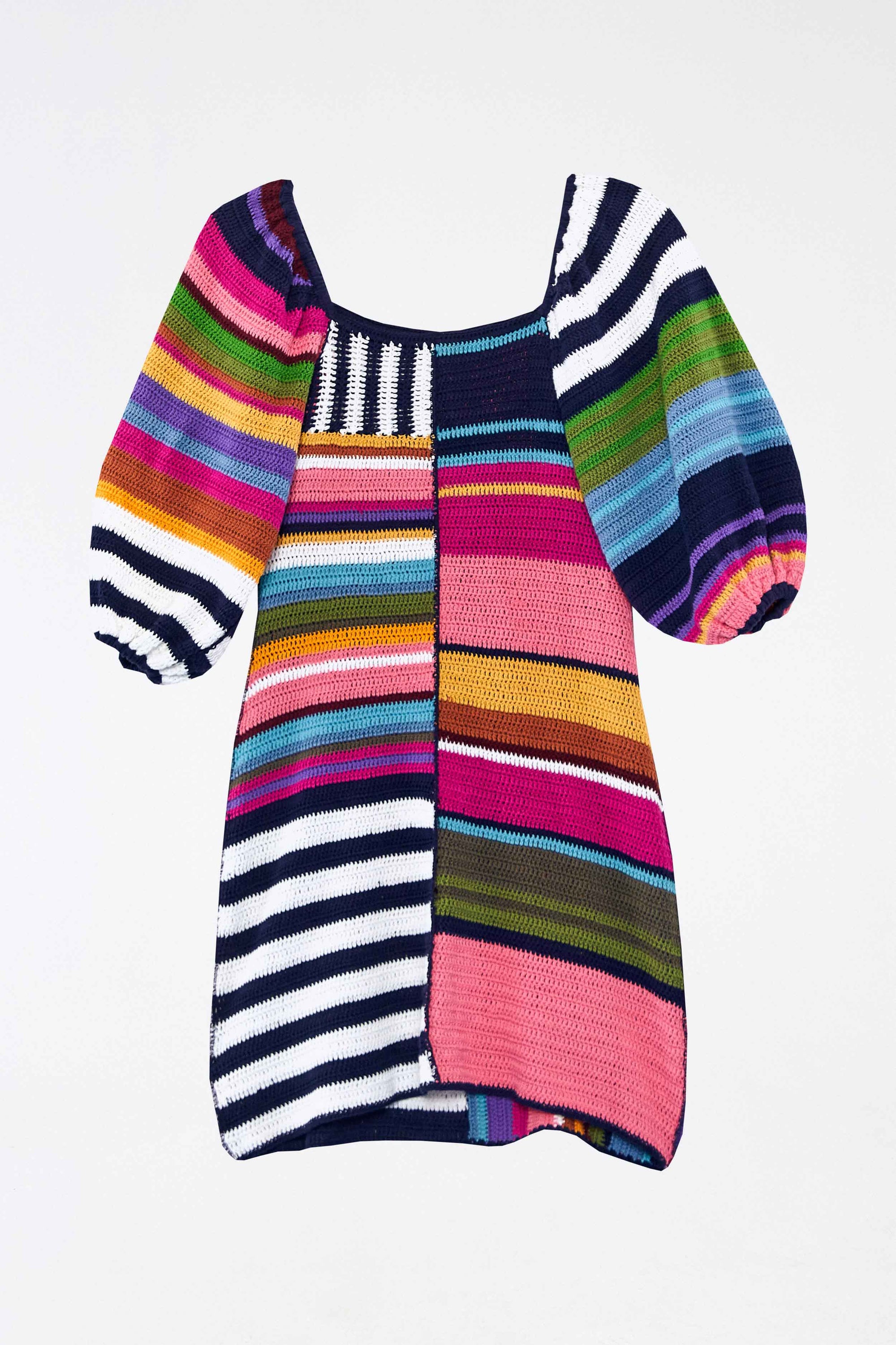 Robe courte à rayures en coton - Multicolore