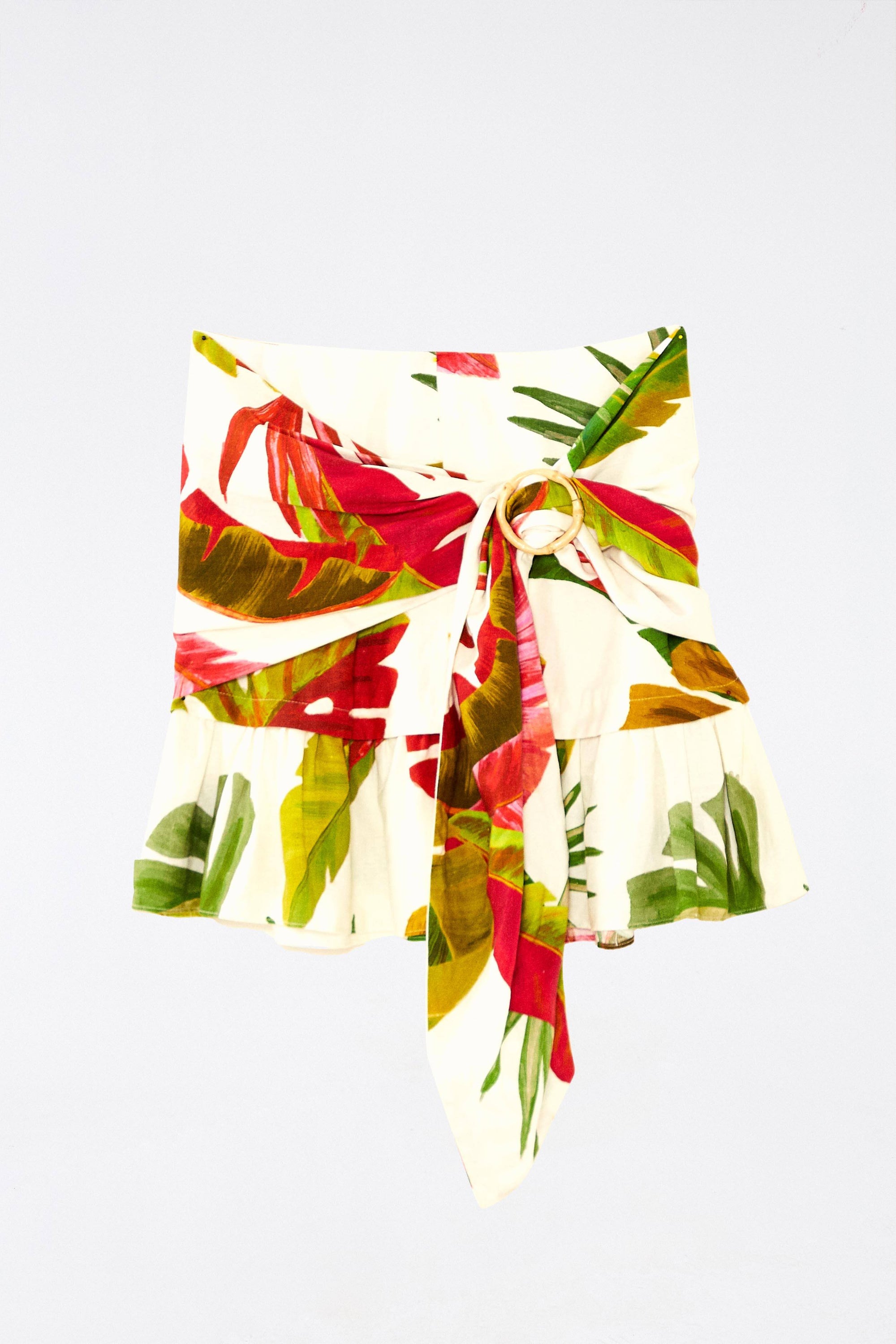 Mini jupe Spring Forest en lin - Multicolore