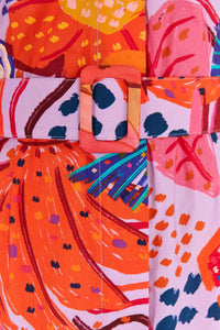 Robe midi Colorful Party en coton - Rose